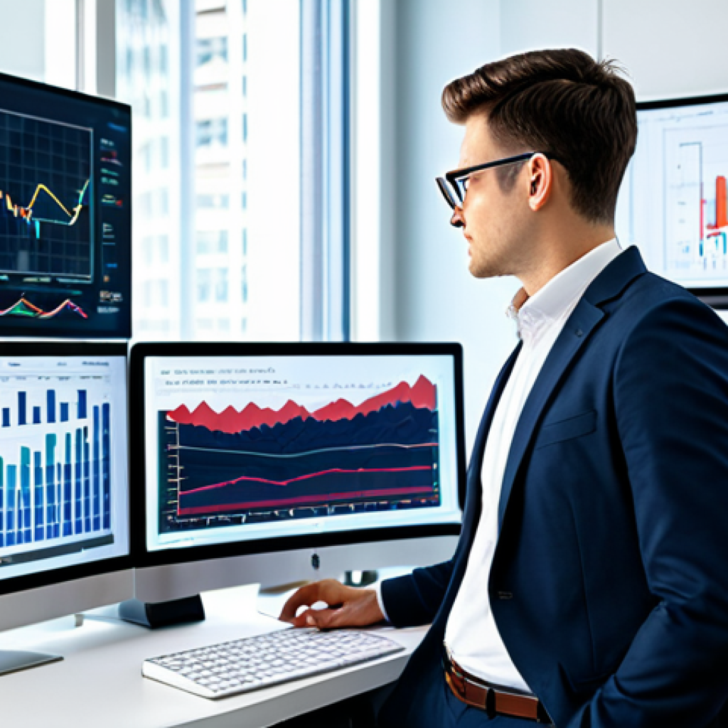 AI 콘텐츠의 저작권과 소비자 보호 - Hyper-Personalized Content**
"A data analyst in a brightly lit, modern office, surrounded by screen...