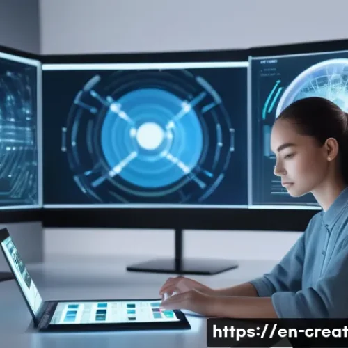 AI와 저작권  미래의 과제 - A modern digital artist&rsquo;s workspace featuring a human creator collaborating with an AI interface on ...